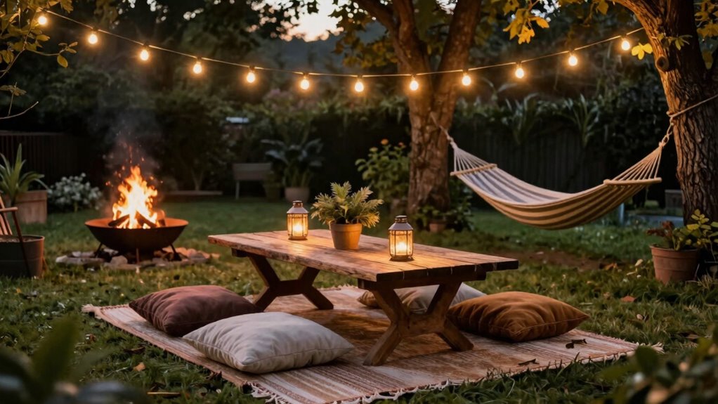 outdoor evening entertainment area