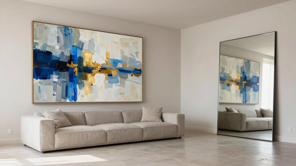 oversized art and mirrors