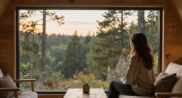 The Nature Pod by Vagabond Haven: A ThermoWood Cabin With a Panorama Window Over the Bed