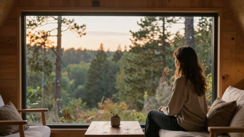 The Nature Pod by Vagabond Haven: A ThermoWood Cabin With a Panorama Window Over the Bed
