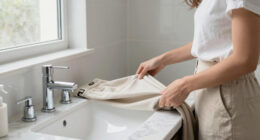 She Put A Skirt On Her Sink, And It Instantly Doubled Her Bathroom Storage