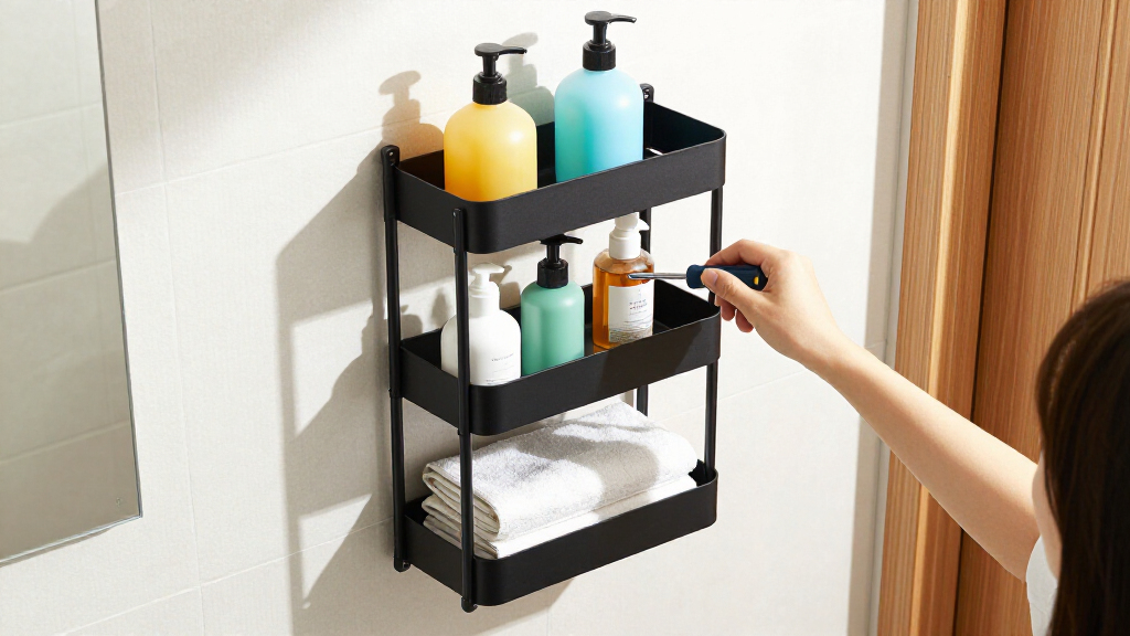 She Put A 5-Tier Shelf Behind Her Bathroom Door