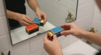 She Put Vintage Matchboxes On Her Tiny Bathroom Mirror, And It’s The Cutest Storage I’ve Seen