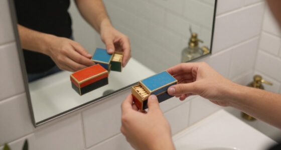 She Put Vintage Matchboxes On Her Tiny Bathroom Mirror, And It’s The Cutest Storage I’ve Seen