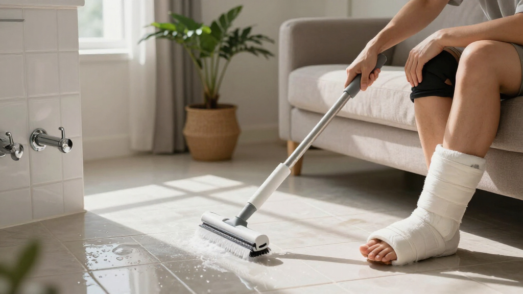 I Have A Leg Injury, And This Extendable Spin Scrubber Has Been A Lifesaver