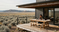 A Boomerang-Shaped Home Cantilevers Over The Wyoming Landscape