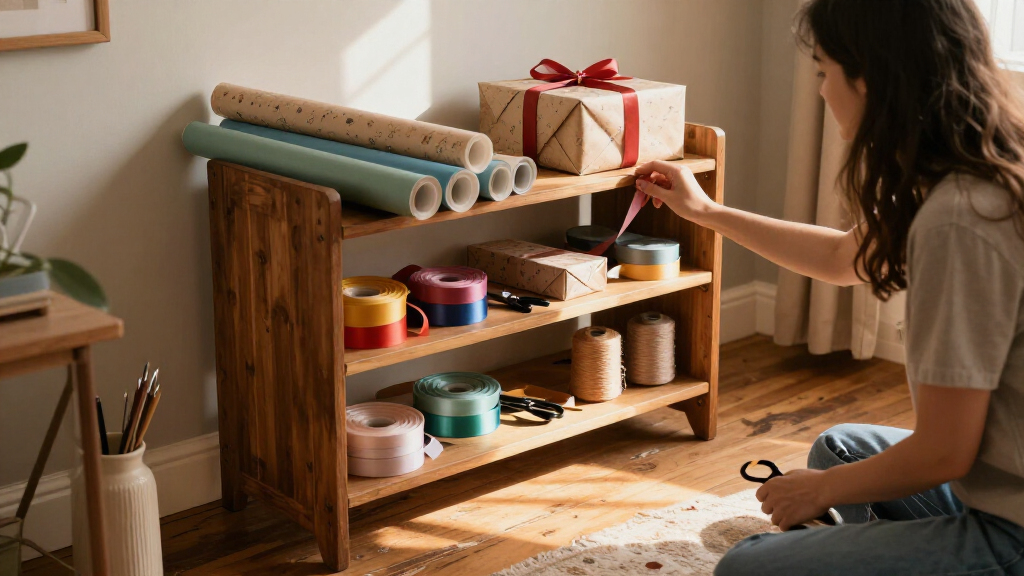 Don't Toss Your Old Shoe Rack: Transform It Into An Easy-To-Use Gift Wrapping Station