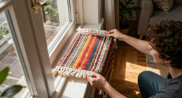 Not Curtains Or Blinds: She Transforms Rugs For A Budget-Friendly Way To Cover Windows