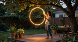 Say Goodbye To Pricey Outdoor Lights — Use A Hula Hoop To Brighten Your Yard
