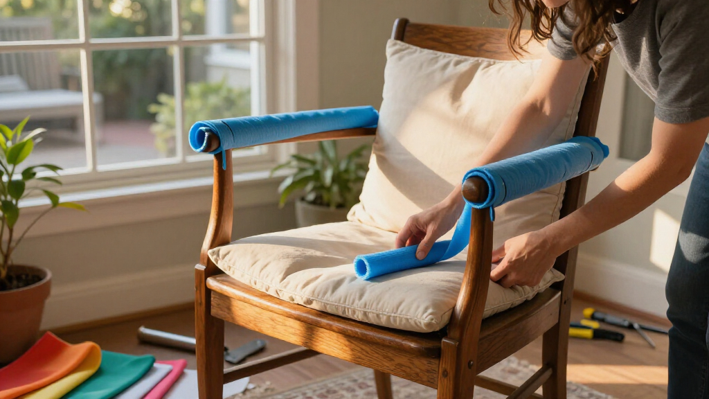 Woman Uses Pool Noodles To Transform An Old Chair Into A Cozy Piece Of Furniture